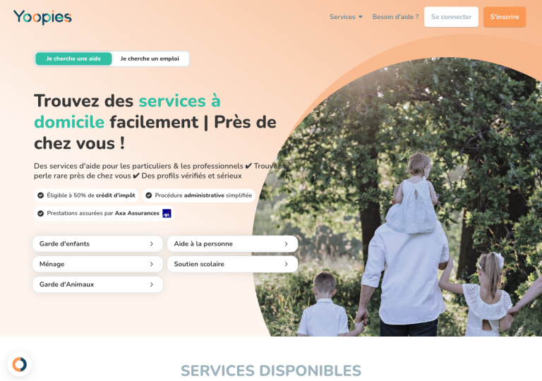 Capture d'écran du site yoopies.fr