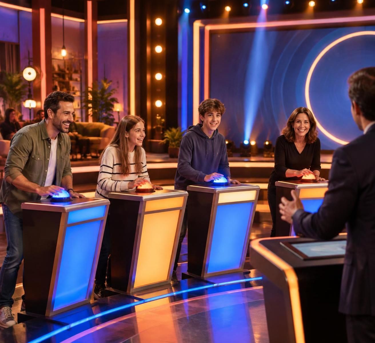 plongez dans l’ambiance d’un jeu télé avec quiz room : buzzer, défis et fous rires vous attendent dans une salle de jeux à partager entre amis.
